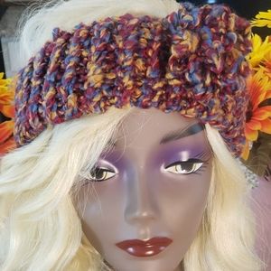 Knitted Headband with Flower (red, yellow, blue)